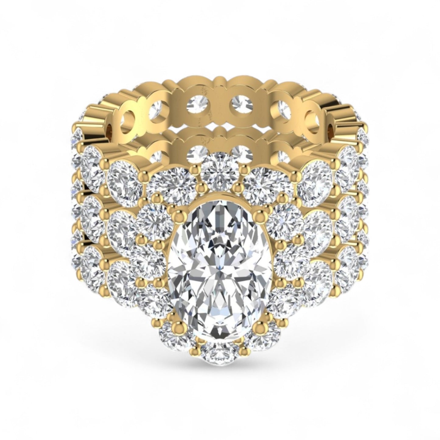 Jane Oval Natural Pavé Diamonds Bride Set in 18K Gold