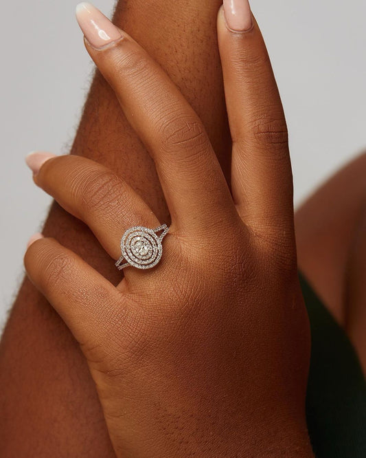 Jasmine Oval Cut Natural Diamond Engagement Ring in 18K Gold