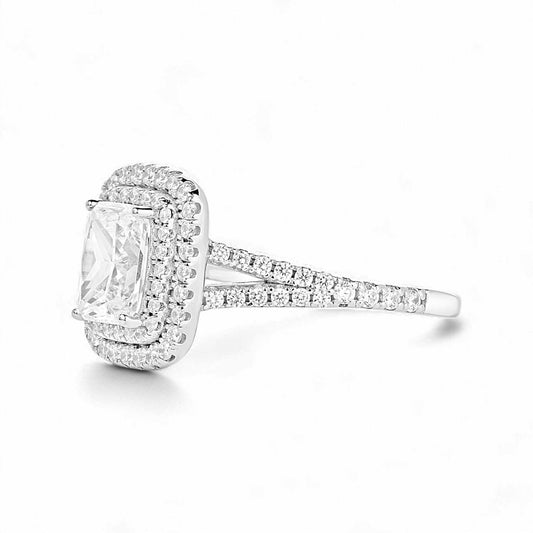 Kyle Radiant Cut CZ Engagement Ring in 925 Sterling Silver