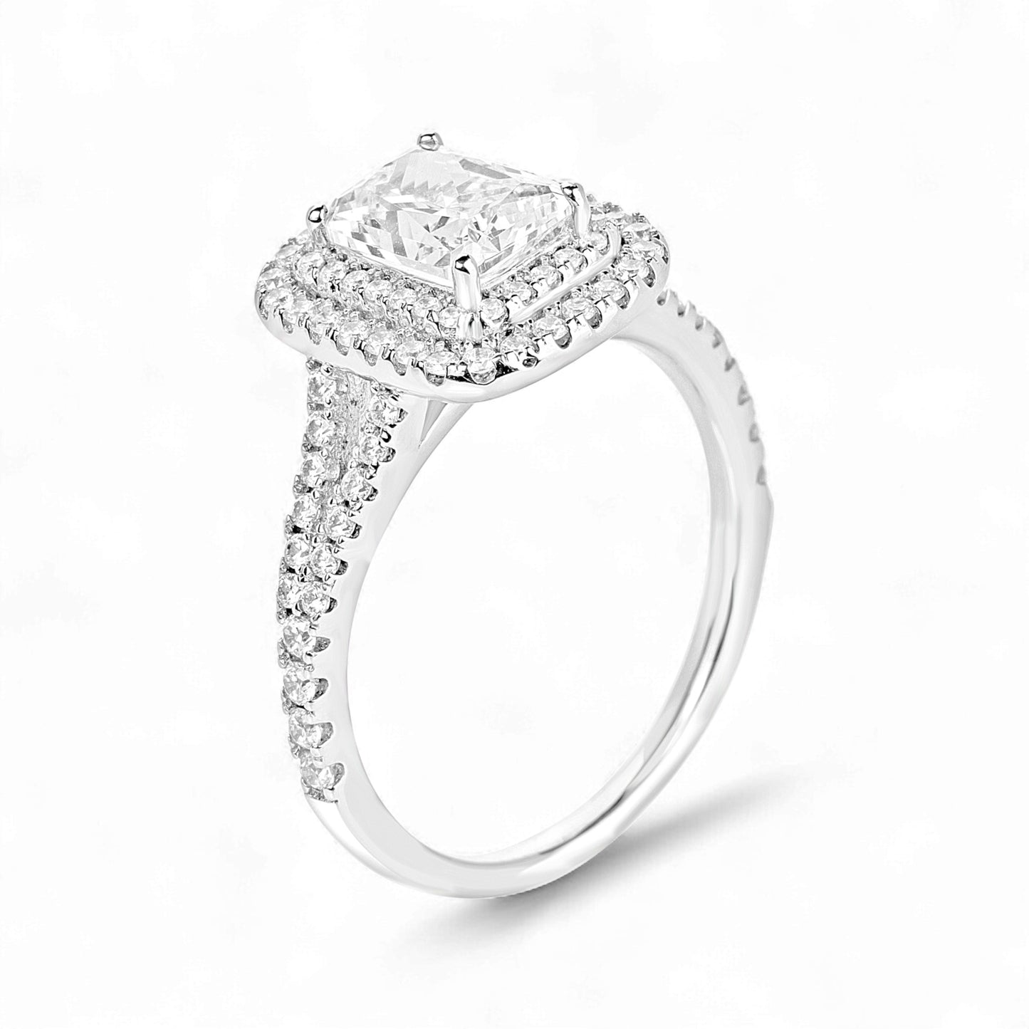 Kyle Radiant Cut CZ Engagement Ring in 925 Sterling Silver