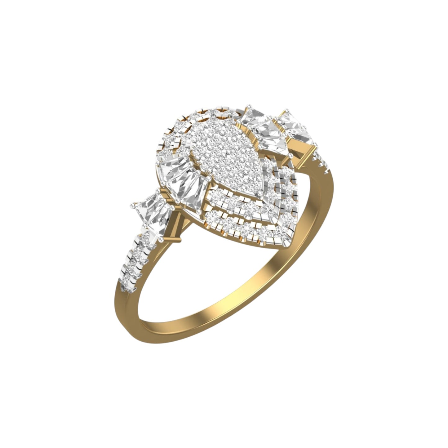 Lucy Pear Cut Diamond Engagement Ring in 18K Gold