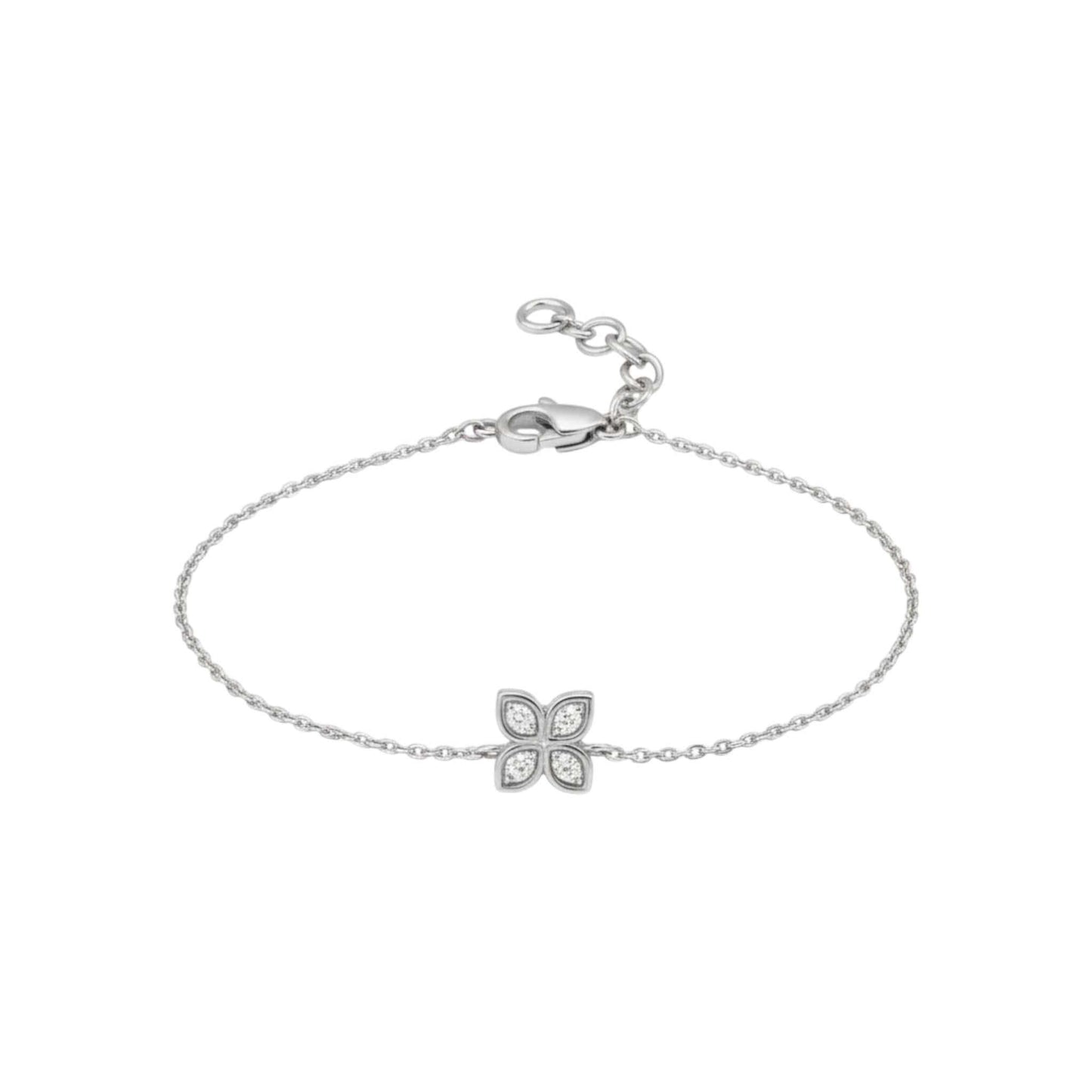 Silver butterfly bracelet on a white background