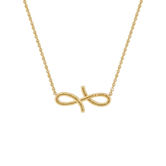 Gold necklace with a unique pendant on a white background