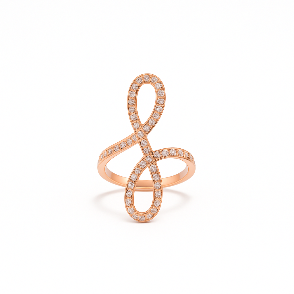 Oiza Infinie Mini Pave Diamond Ring in 18K Gold