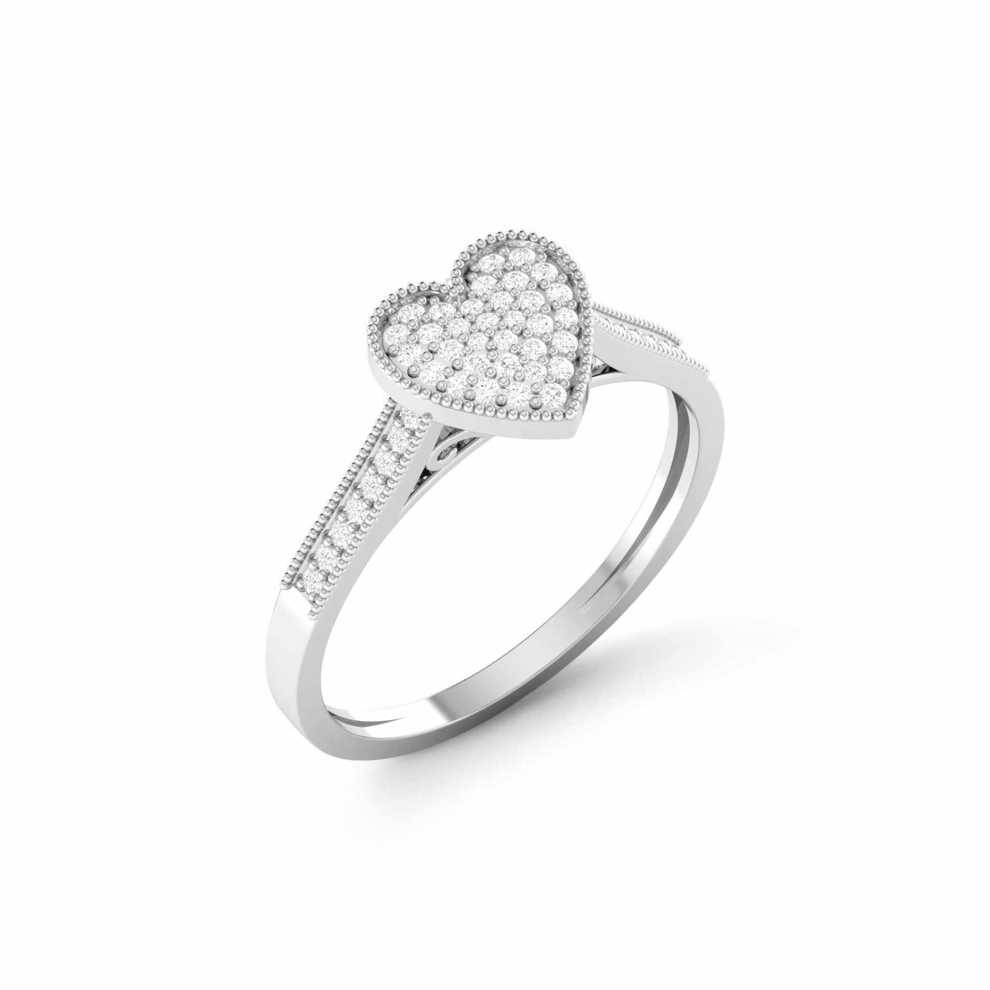 Pearl Heart Cut Diamond Engagement Ring in 10KT Gold