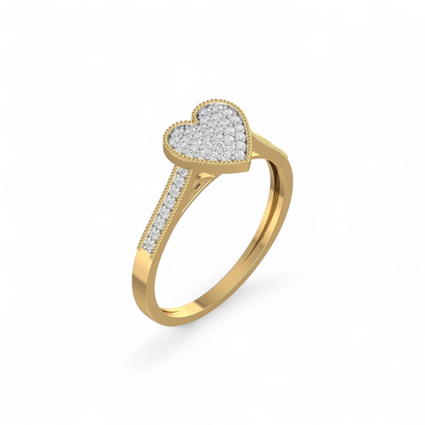 Pearl Heart Cut Diamond Engagement Ring in 10K Gold