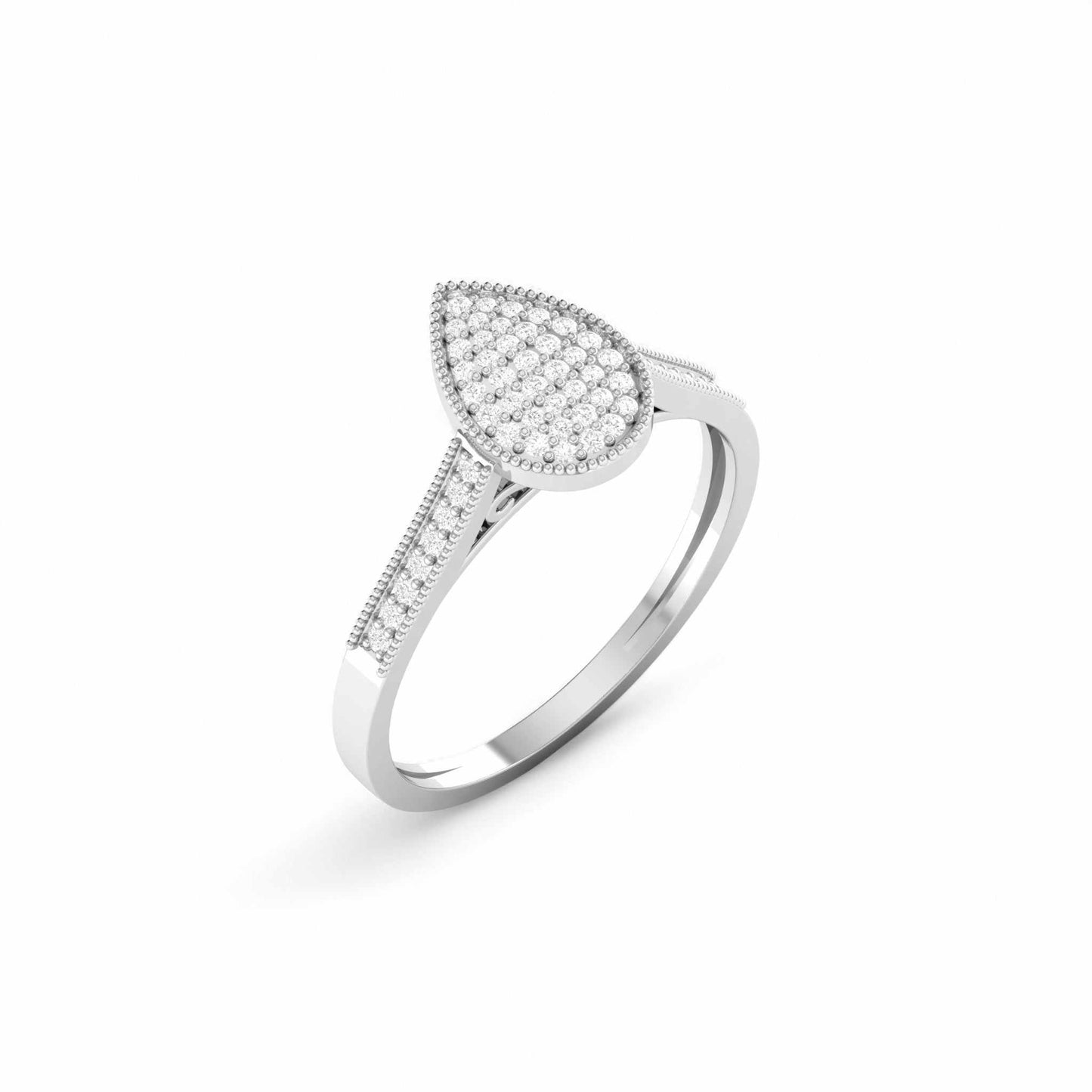 Pearl Pear Cut Diamond Engagement Ring in 18KT Gold