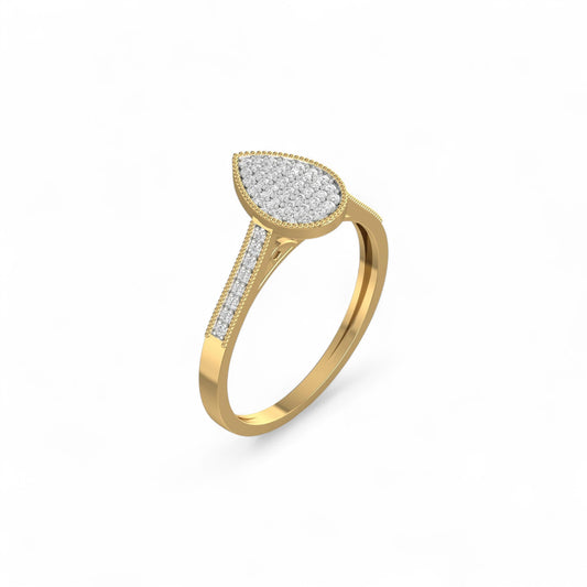 Pearl Pear Cut Diamond Engagement Ring in 18K Gold