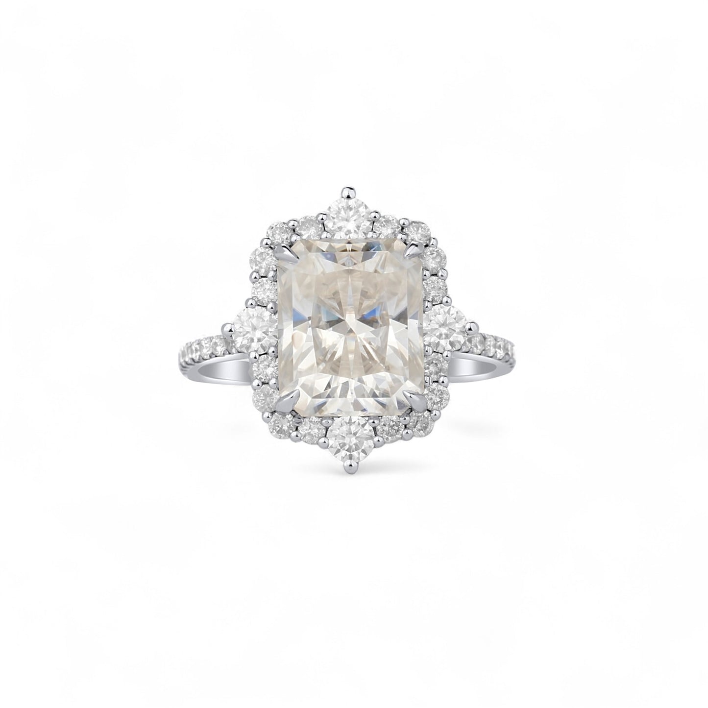 Quinn 2.0 Radiant Cut Moissanite Engagement Ring in 925 Sterling Silver