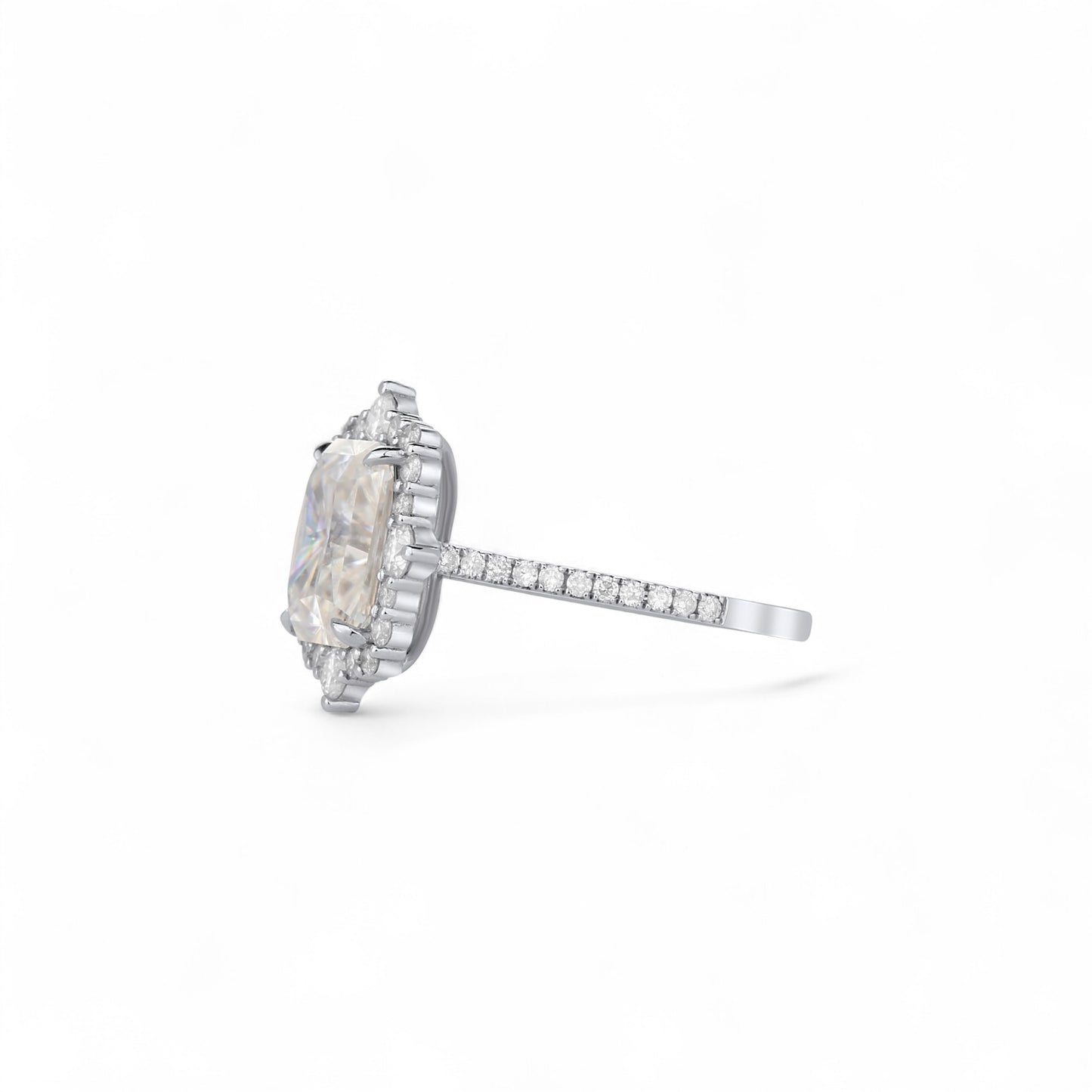 Quinn 2.0 Radiant Cut Moissanite Engagement Ring in 925 Sterling Silver