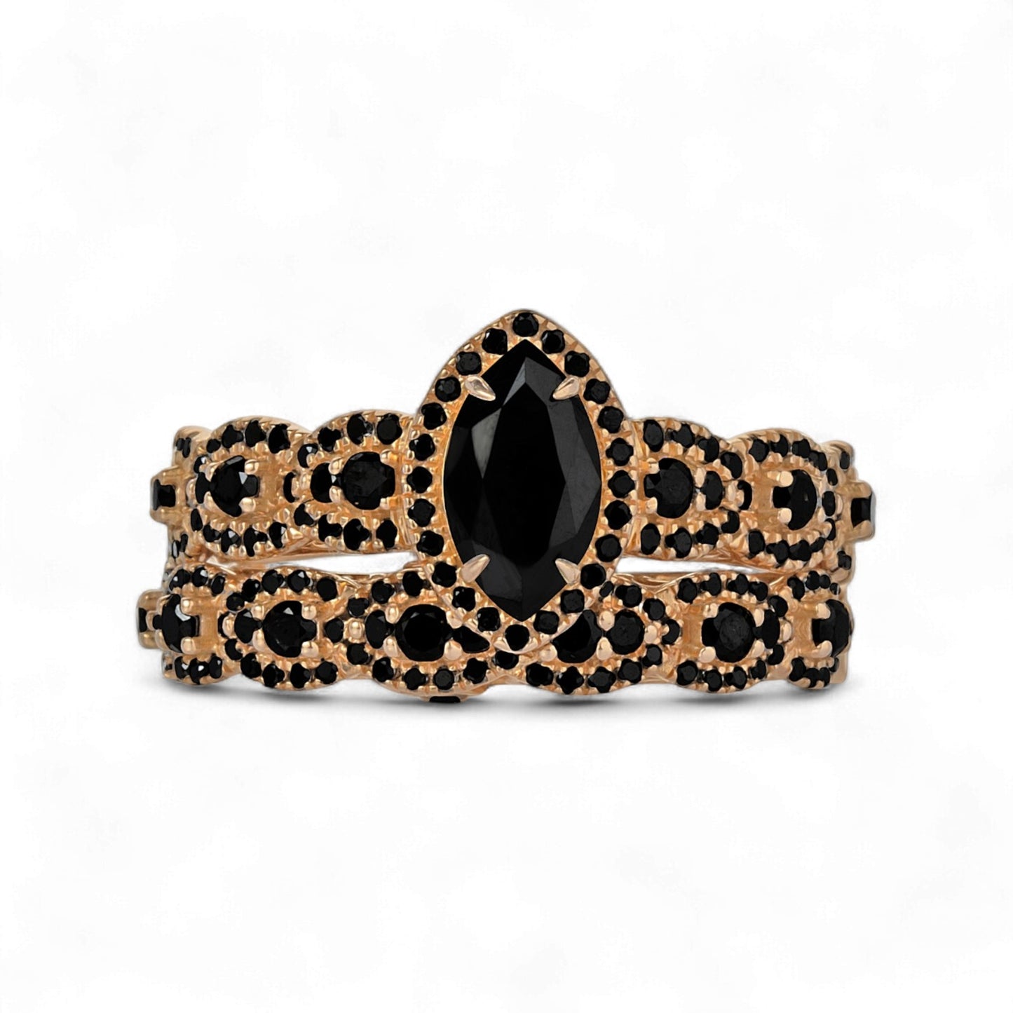 Bracelet with black gemstones on a white background