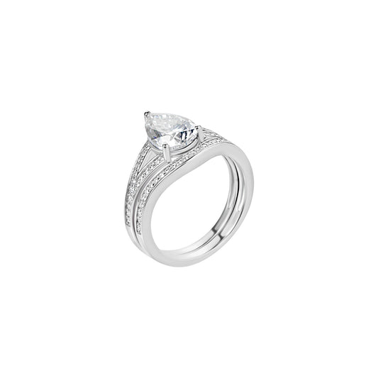 Split Shank Pear Cut CZ Bride Set in 10K Gold