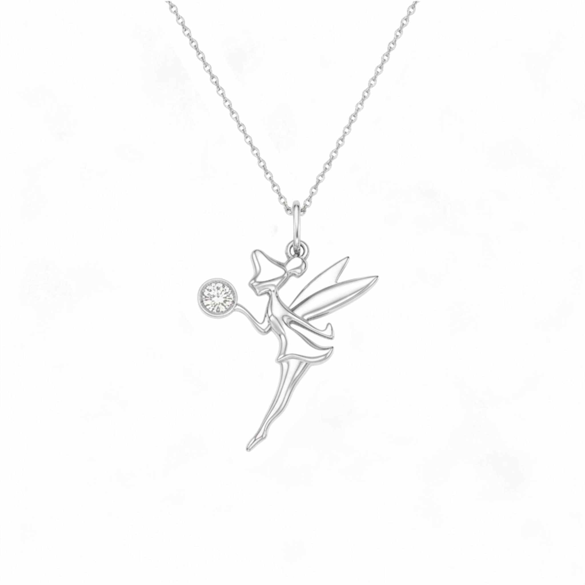 Tinkerbell - Collana In Argento Sterling Con Ciondolo Fatina E Zirconi - Gioiello Ufficiale
