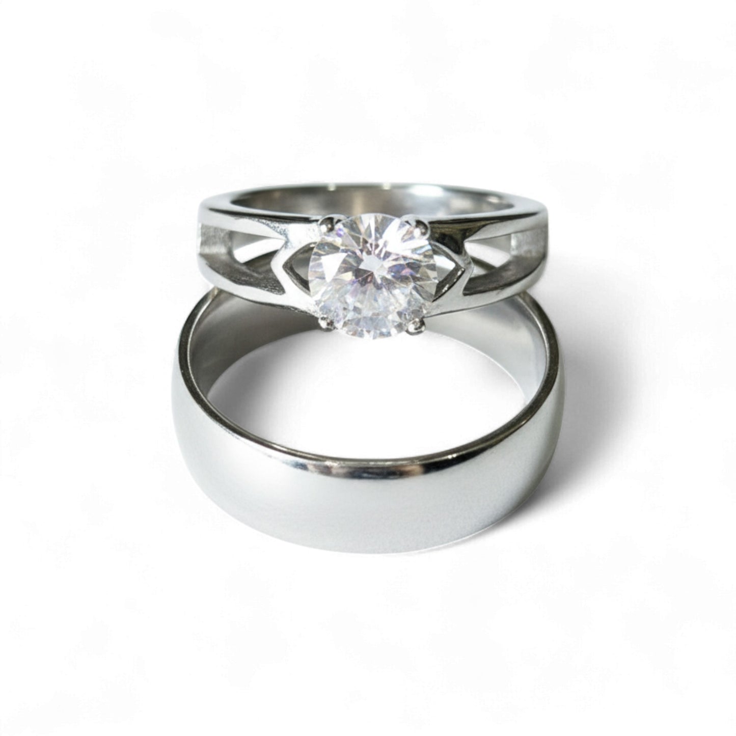 Titanium Round Cut Bride set