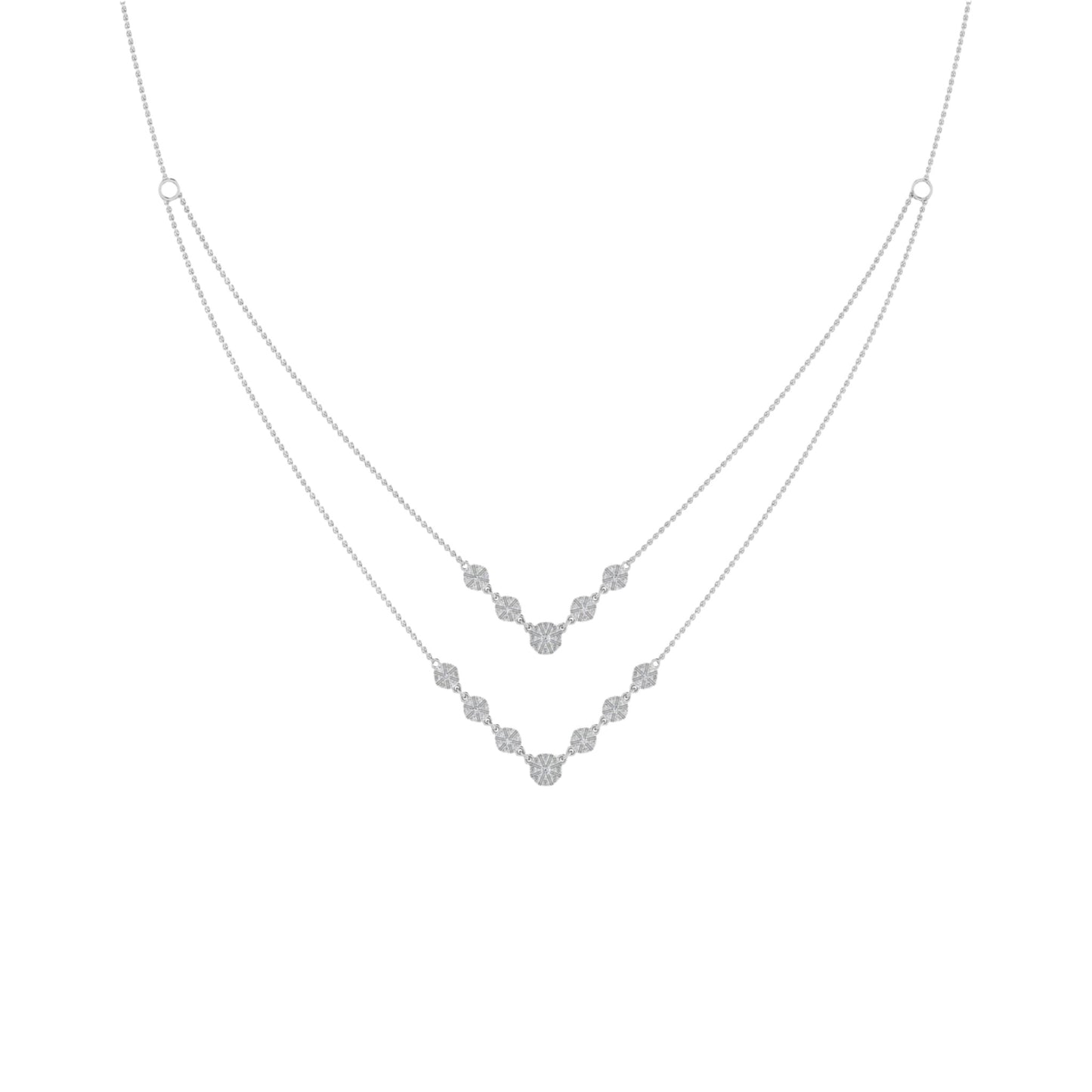 Double Layered Drop Natural Diamond Necklace