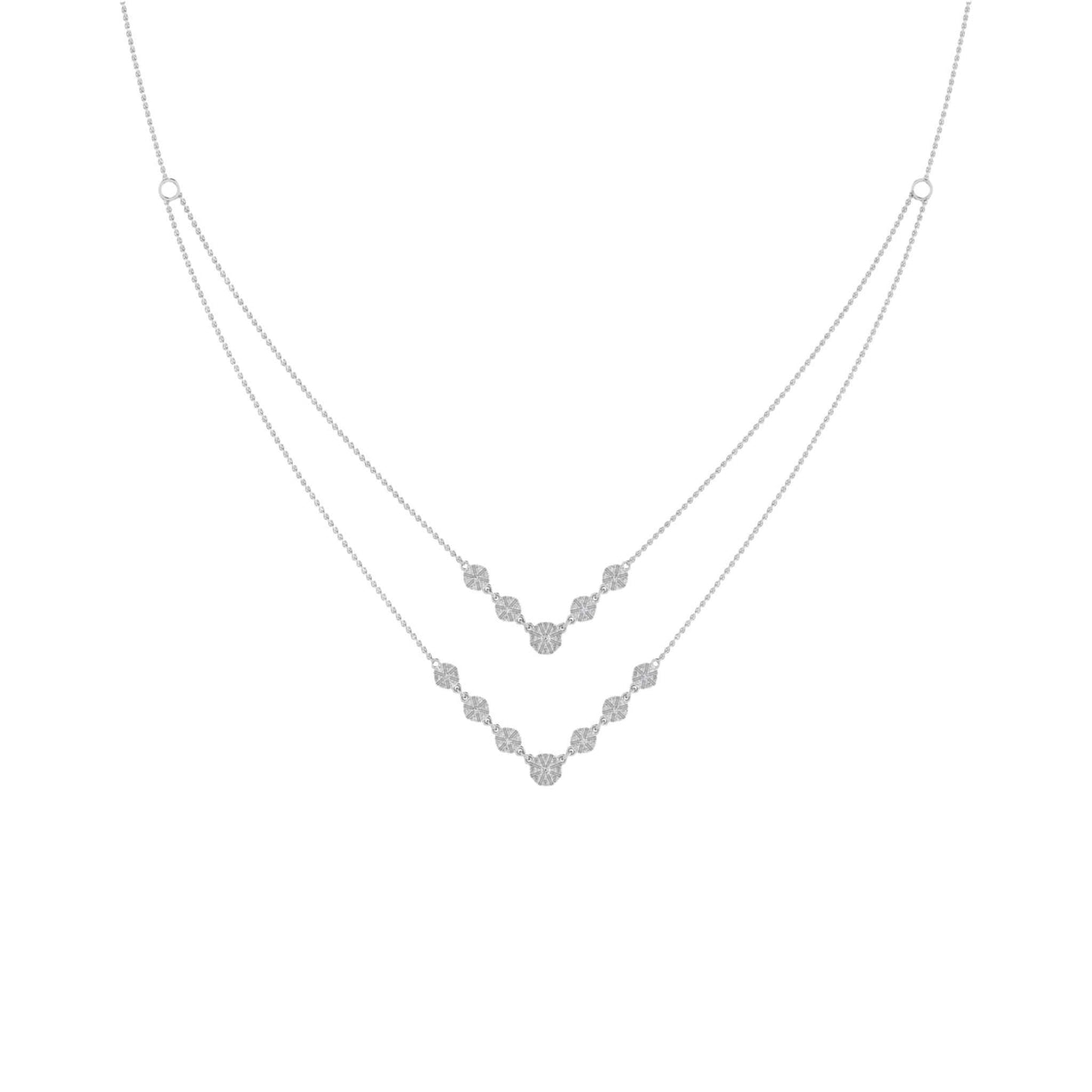 Double Layered Drop Natural Diamond Necklace