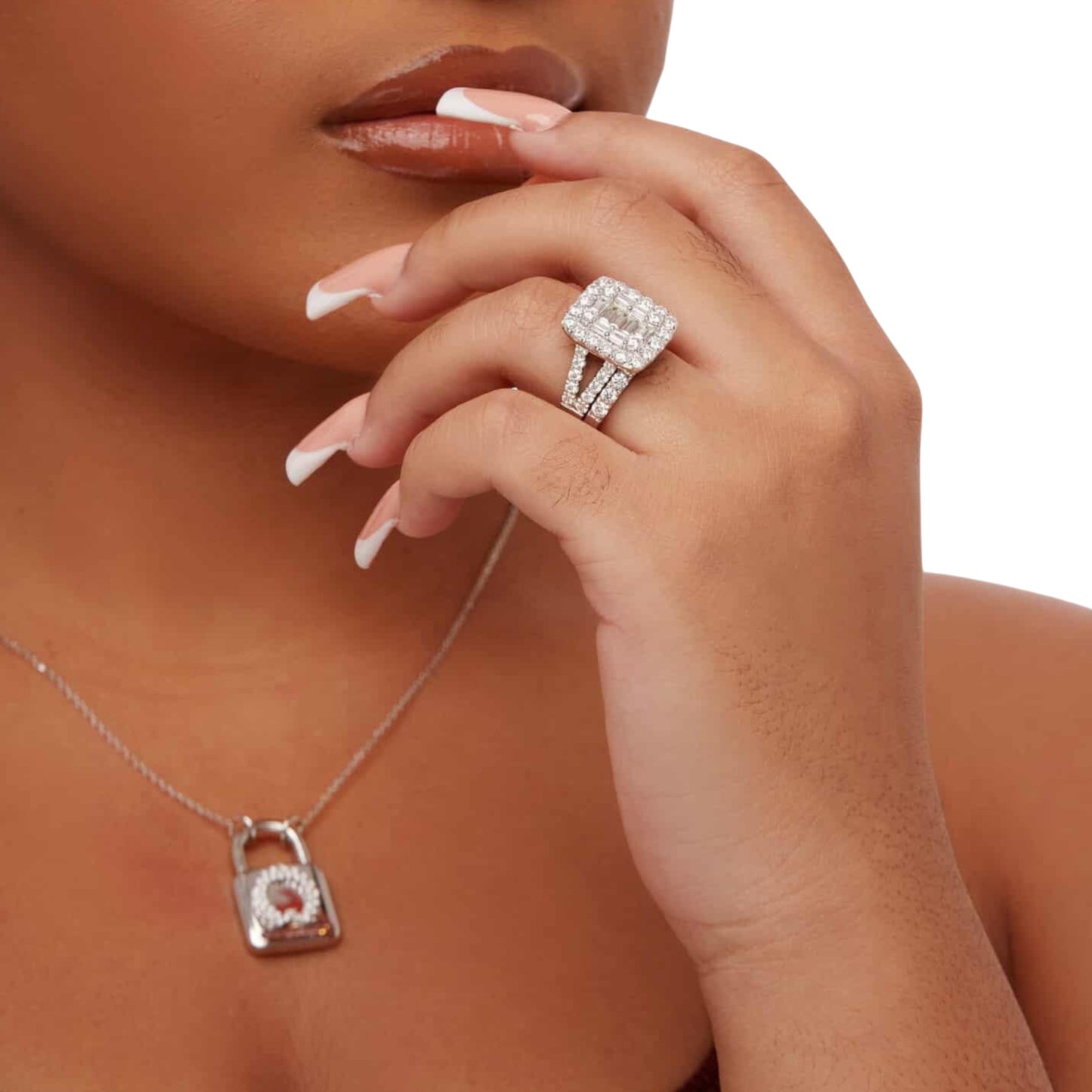 Zoe Radiant Cut Moissanite Bride Set in 925 Sterling Silver