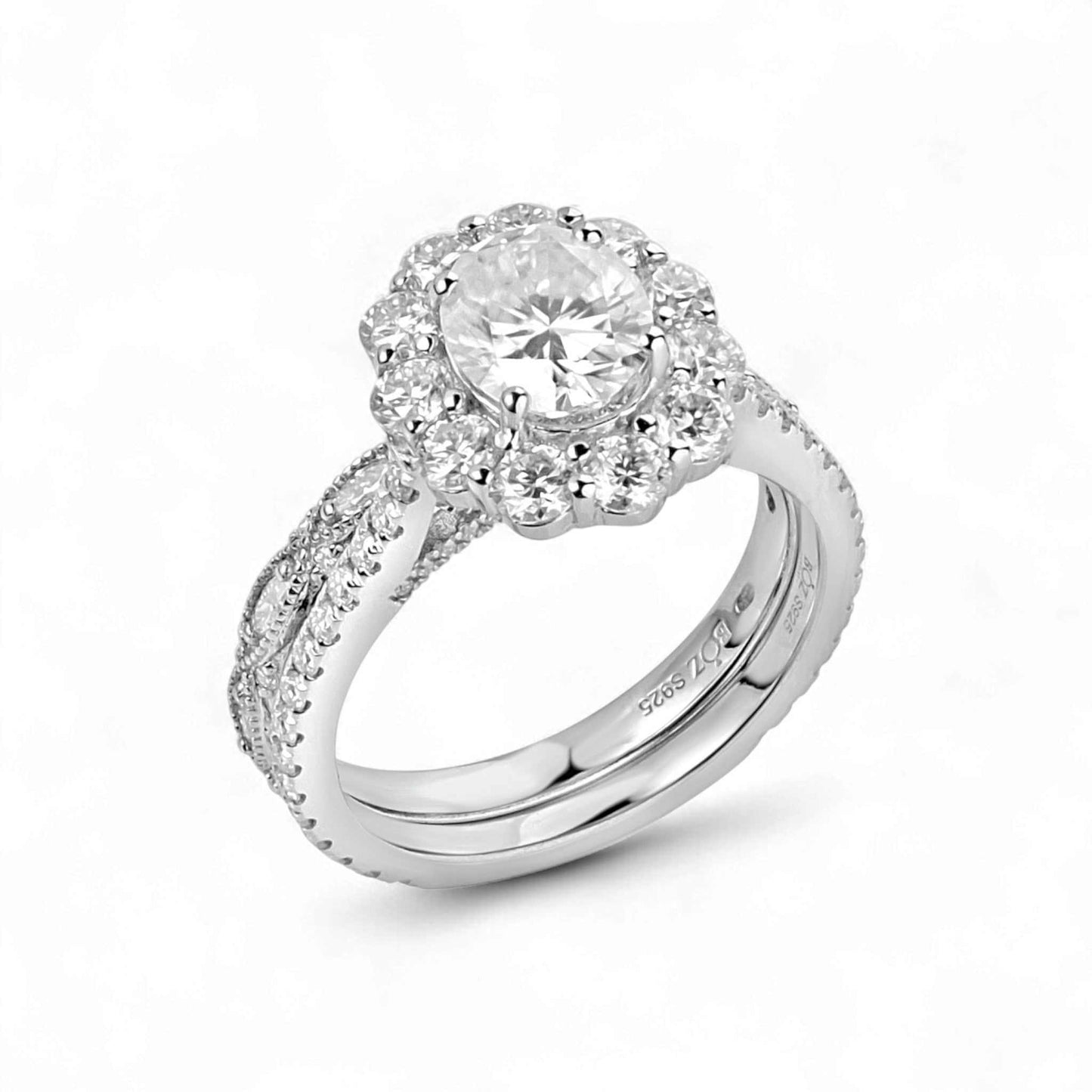 BOZ Lavie Oval Cut Moissanite Bride Set in 925 Sterling Silver