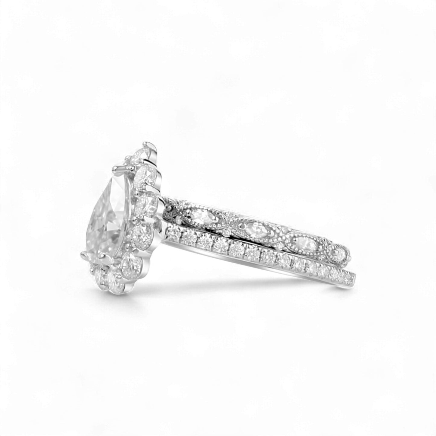 BOZ Lavie Pear Cut Moissanite Bride Set in 925 Sterling Silver