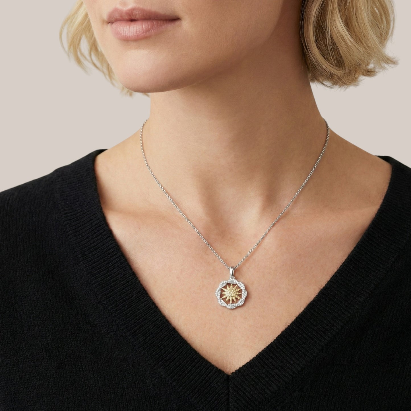 Sunshine Moissanite Necklace in 925 Sterling Silver