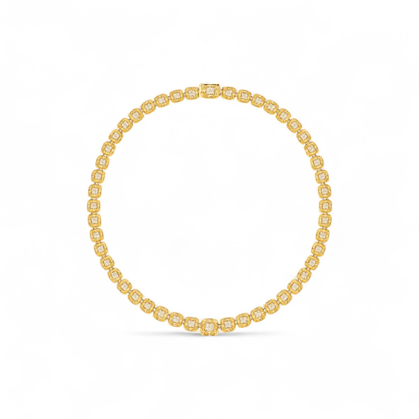 9.66CT Round and Baguette Cut Diamond Tennis Necklace in 18K Gold
