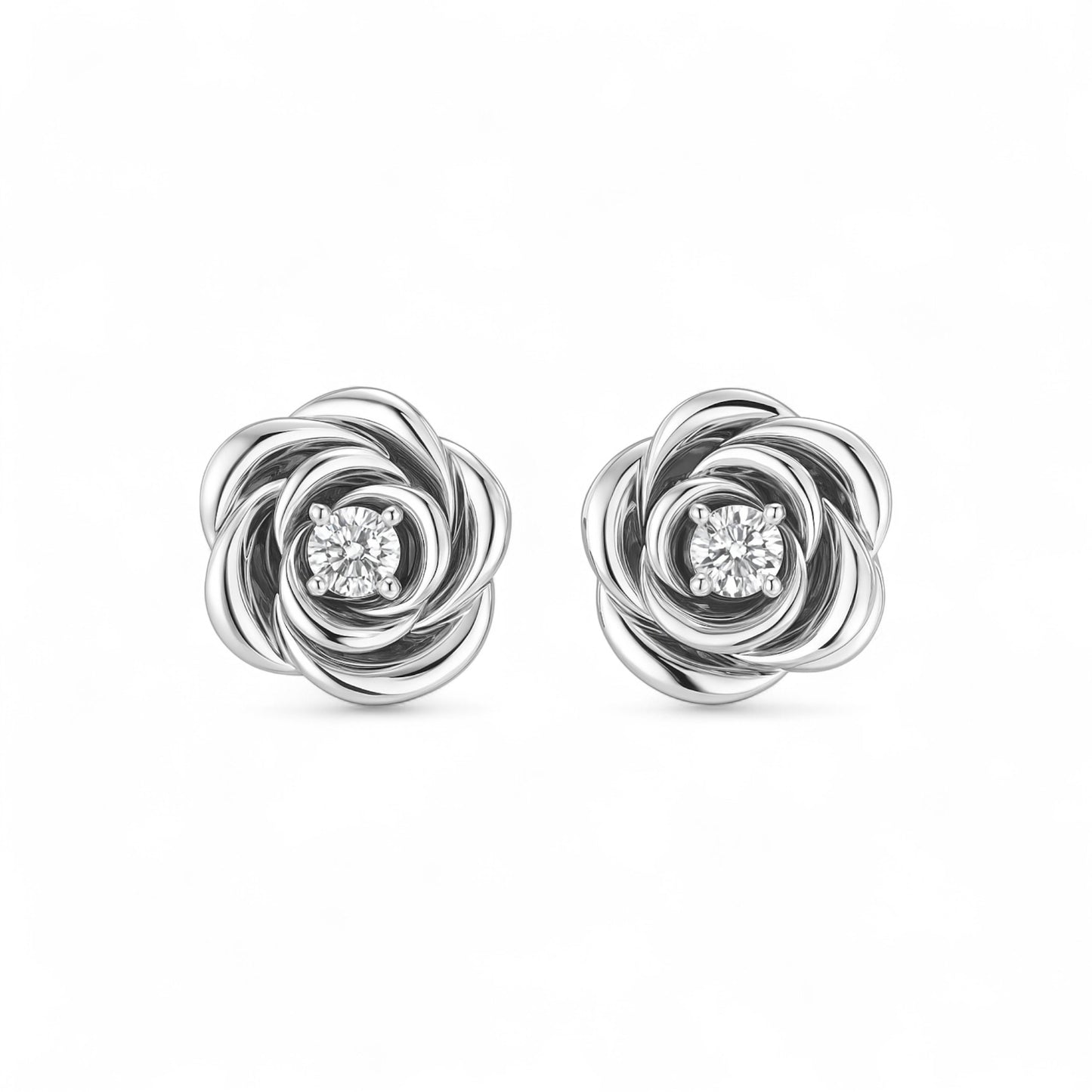 Belle Knot Natural Diamond Studs in 18K Gold