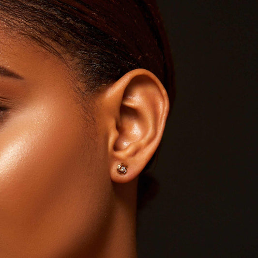 Belle Knot Natural Diamond Studs in 18KT Gold