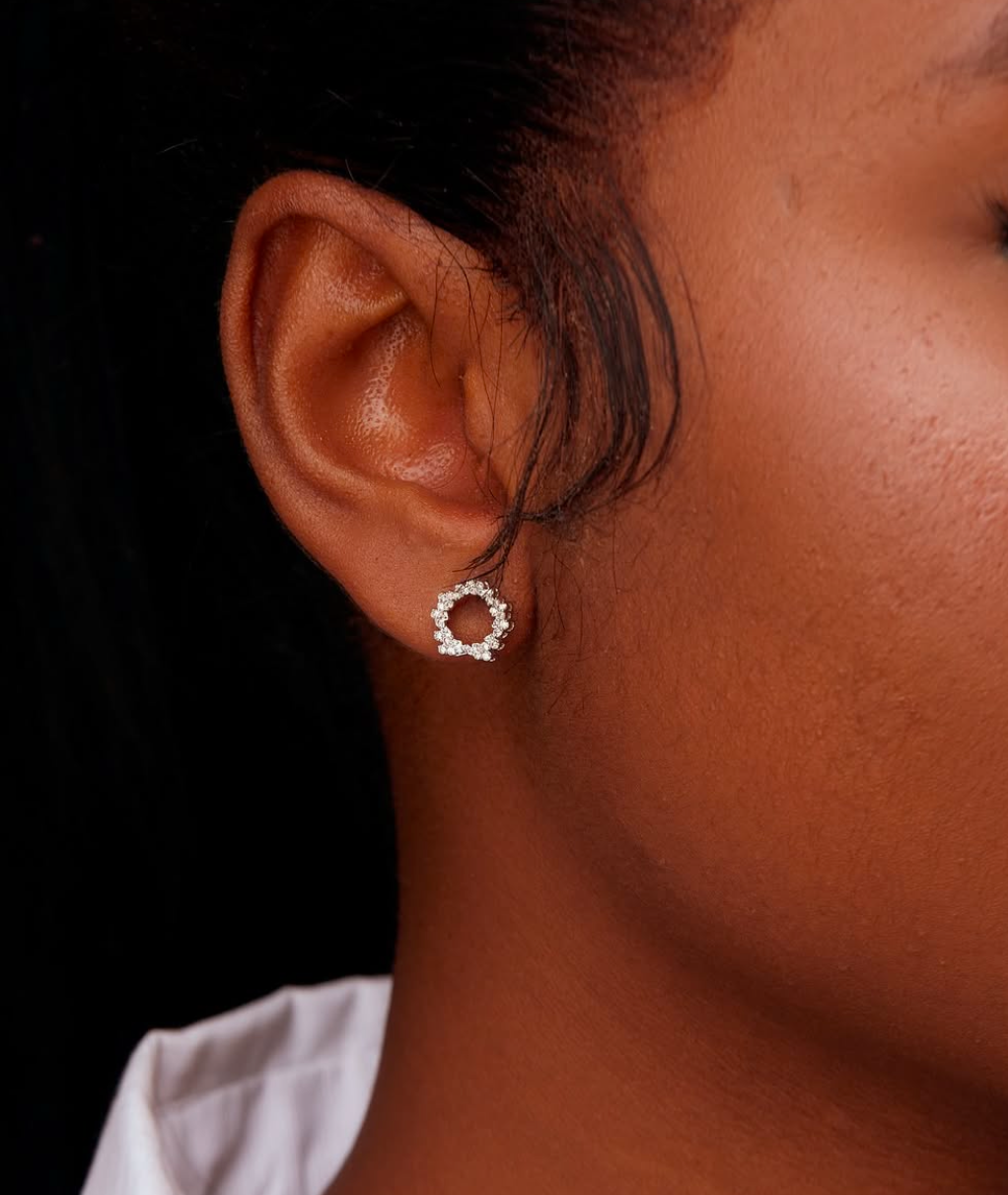 Boz Forever Single Motif Diamond Studs in 18K Gold