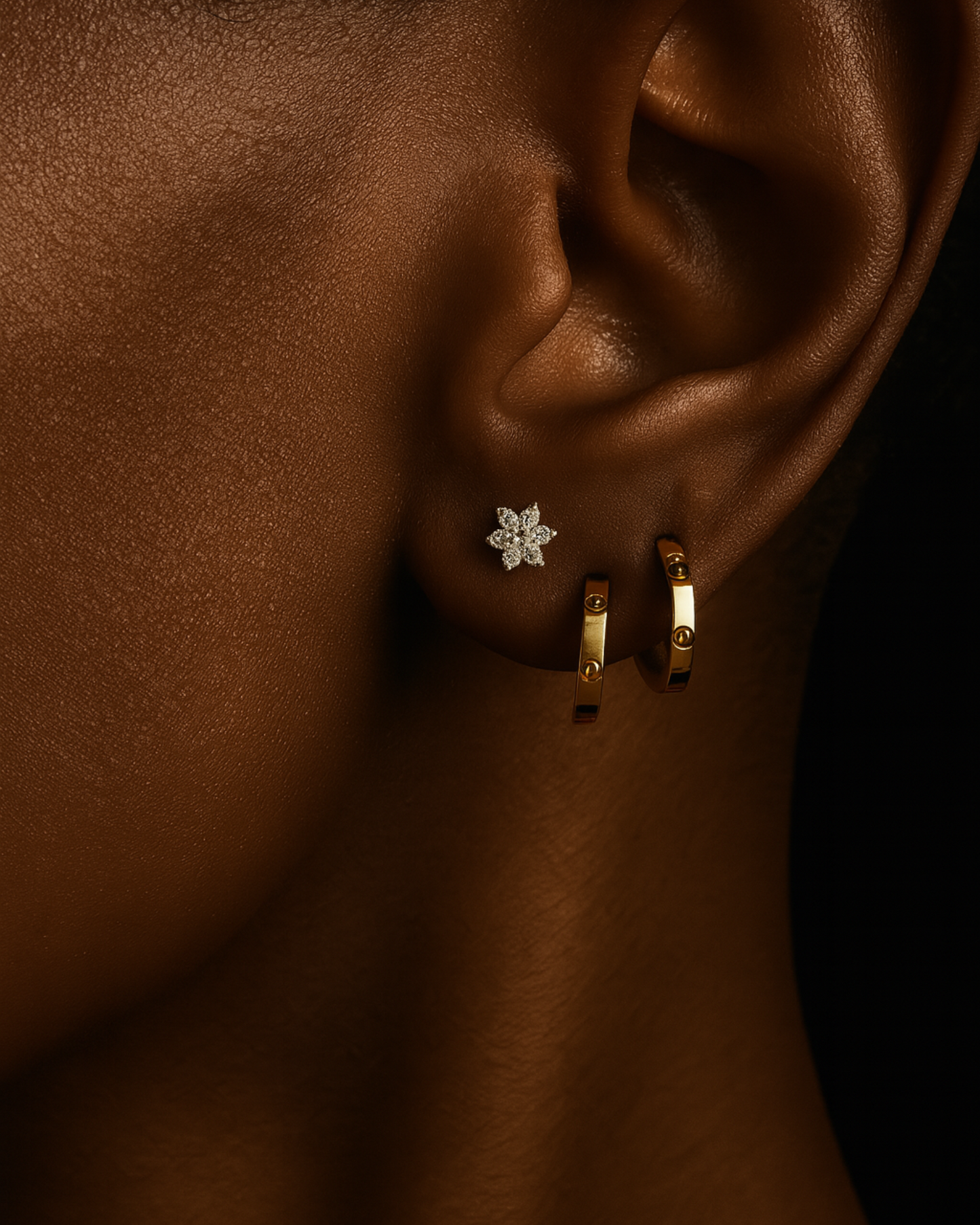 Solace Star Natural Diamond Cluster Earrings in 18K Gold