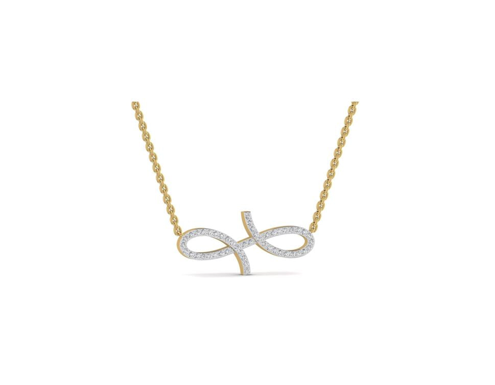 Oiza Infinie Mini Pave Diamond Necklace in 18K Gold