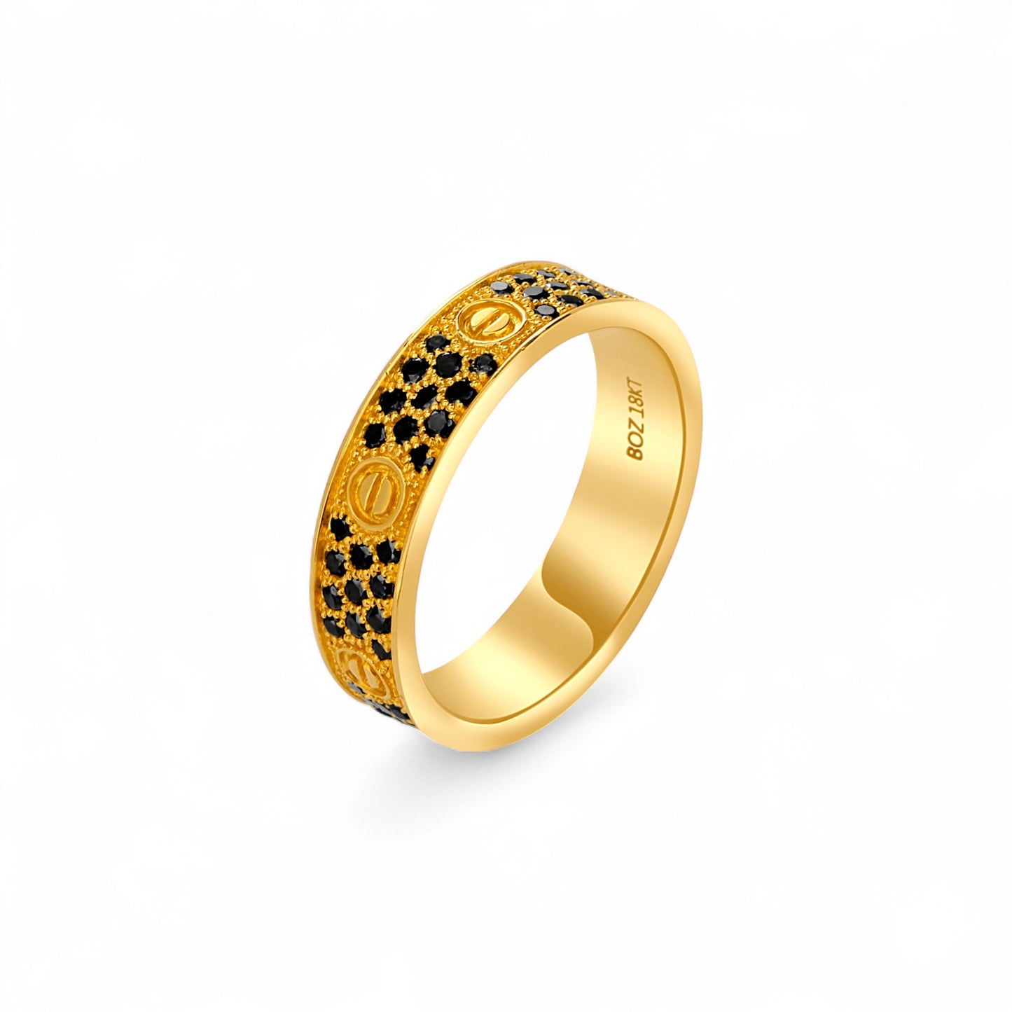 Love Inspired 6mm Black Diamond Band in 18KT Gold