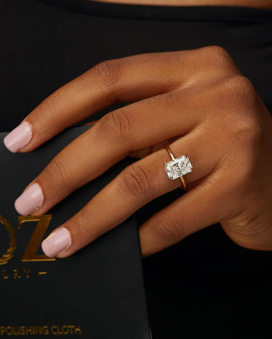 Celine Moissanite & Diamond Engagement Ring in 18K Gold