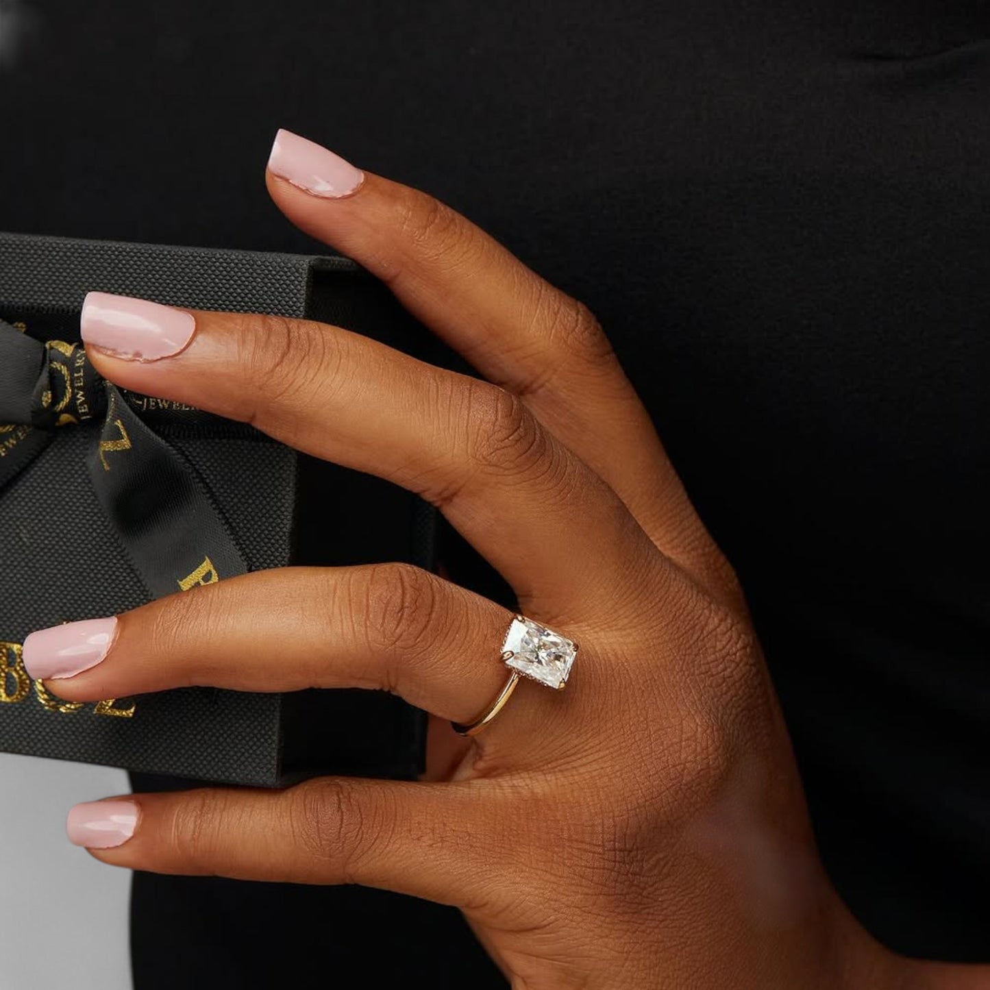 Celine Moissanite & Diamond Engagement Ring in 18K Gold