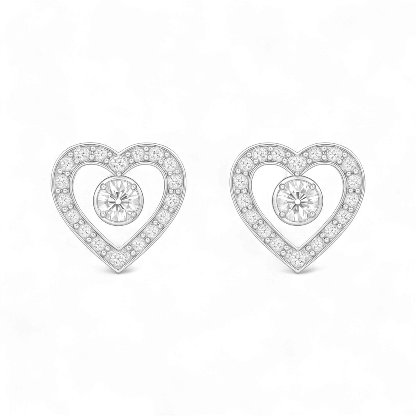 Eternal Heart Studs in 18K Gold