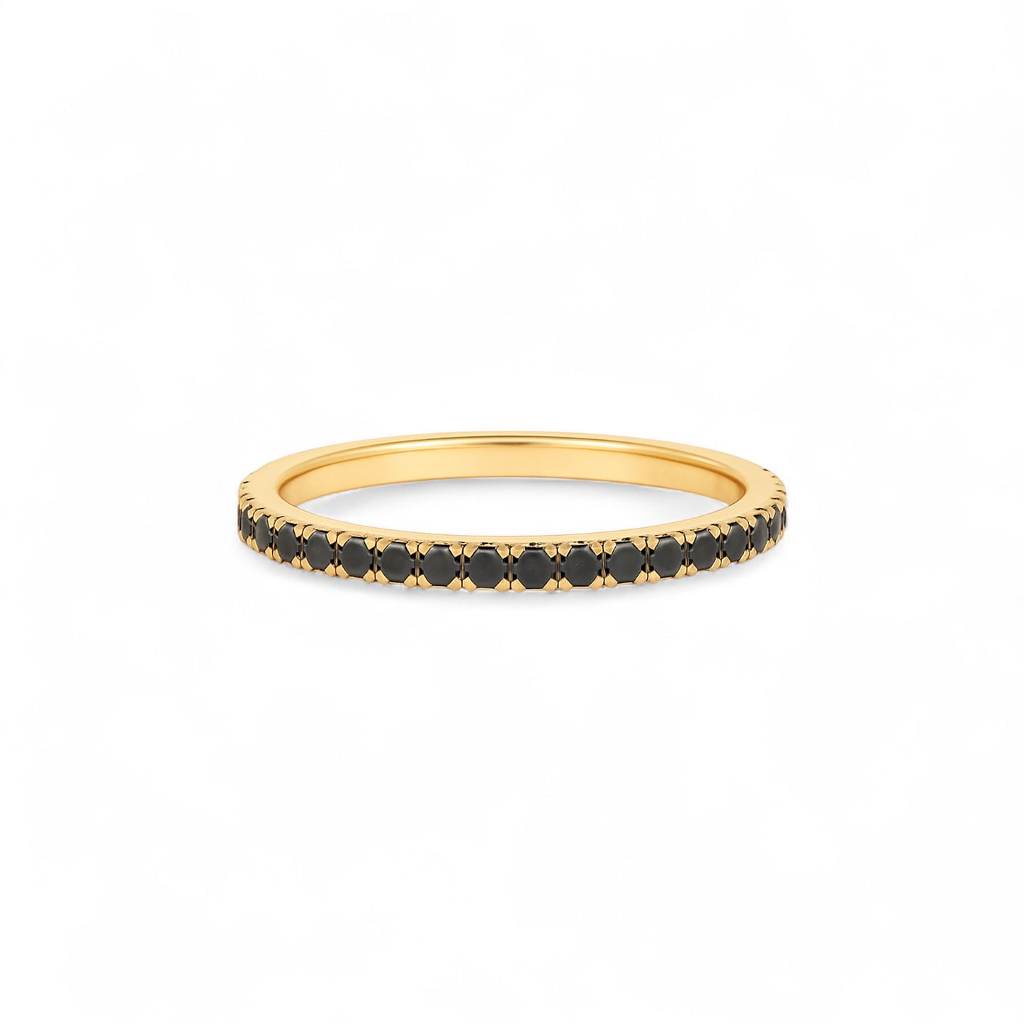 2MM Pave Black Diamond Band in 10K Gold