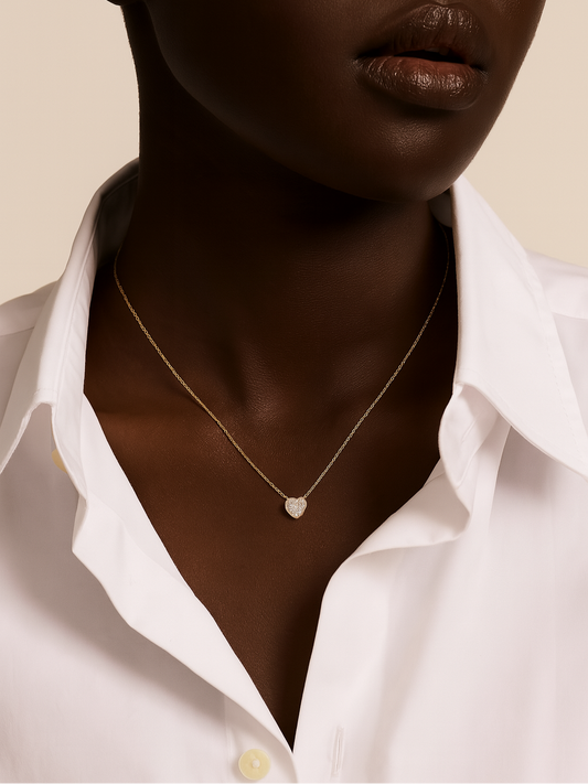 Solitaire Heart Cut Moissanite Necklace in 925 Sterling Silver