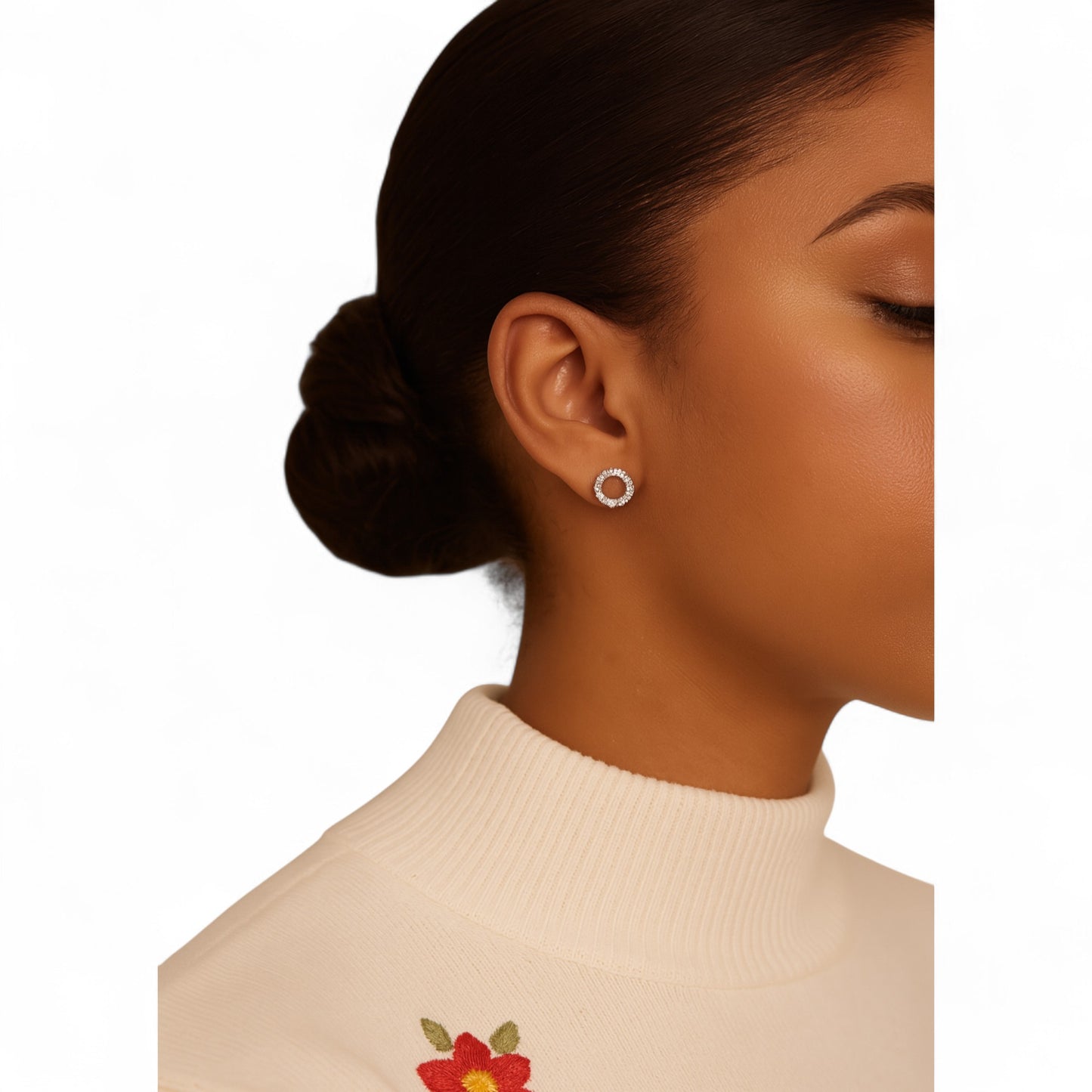 3MM Pave Eternity Moissanite Earrings in 925 Sterling Silver