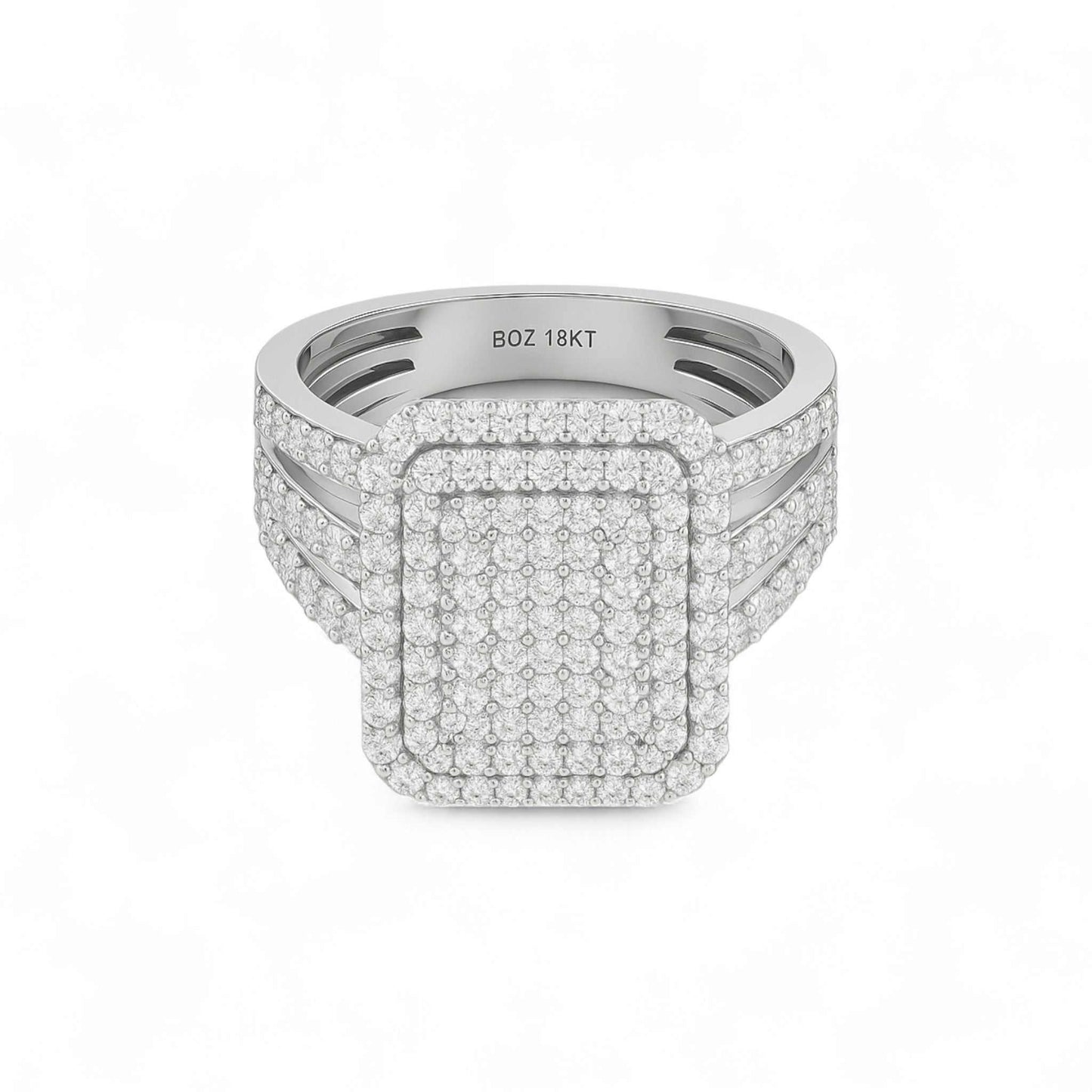 Omoni Radiant Cluster Natural Diamond Engagement Ring in 18K Gold