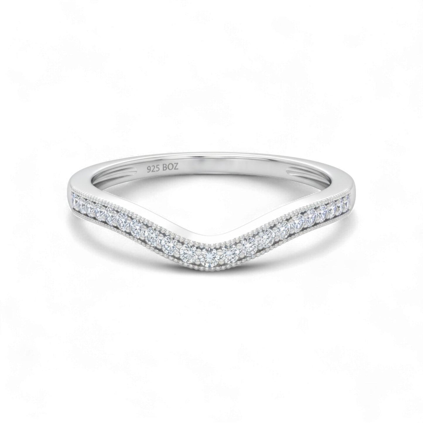 Curve CZ Band in 925 Sterling Silver
