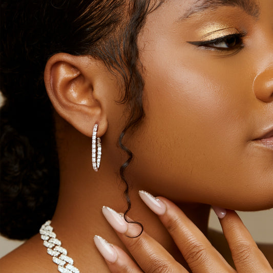 Danity Diamond Hoop Earrings in 18K Gold