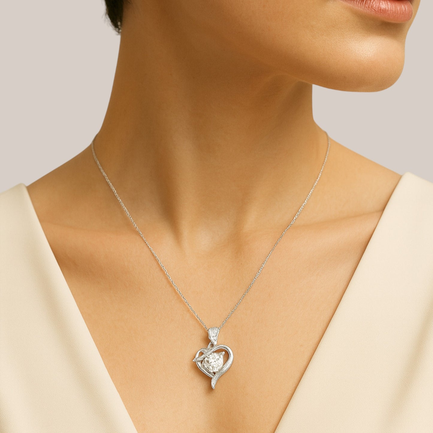 Desiree Heart Moissanite Necklace in 925 Sterling Silver