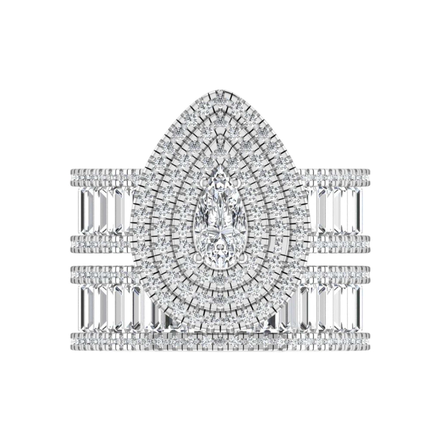 Doris Pear Cut Moissanite Bride Set in 18KT Gold