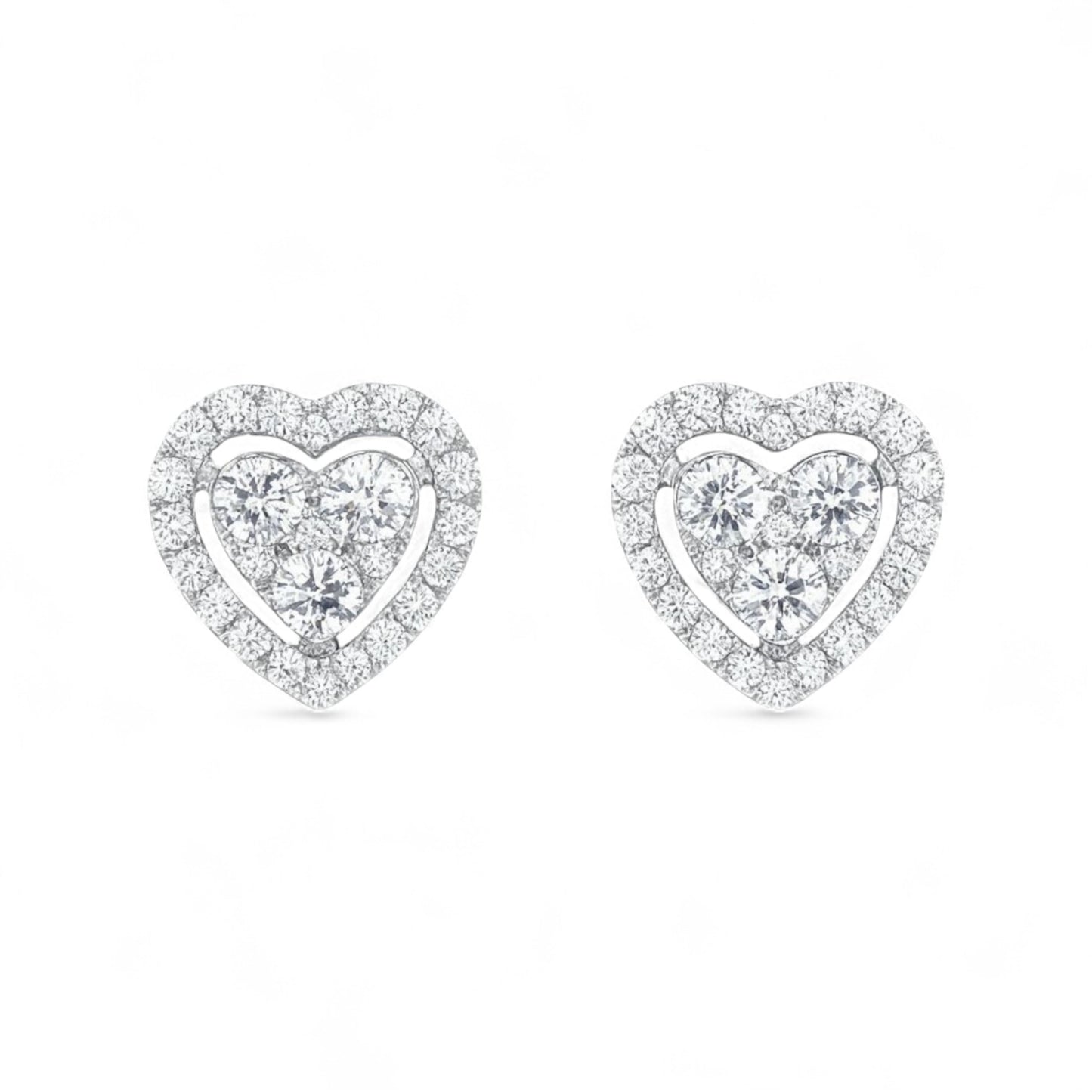 Emi Heart Natural Diamond Studs in 18K Gold