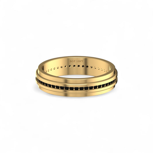 Emma 4mm Black Natural Diamond Band in 18K Gold