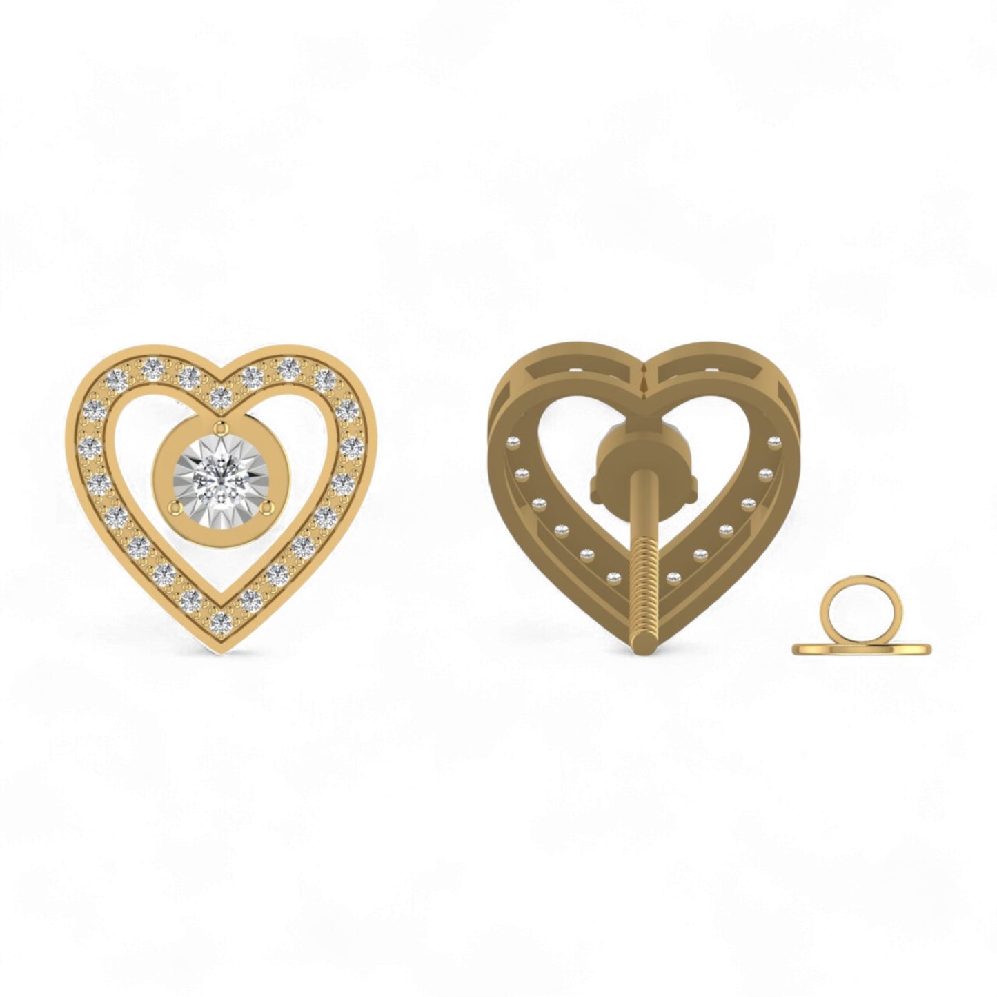 Eternal Heart Studs in 18K Gold