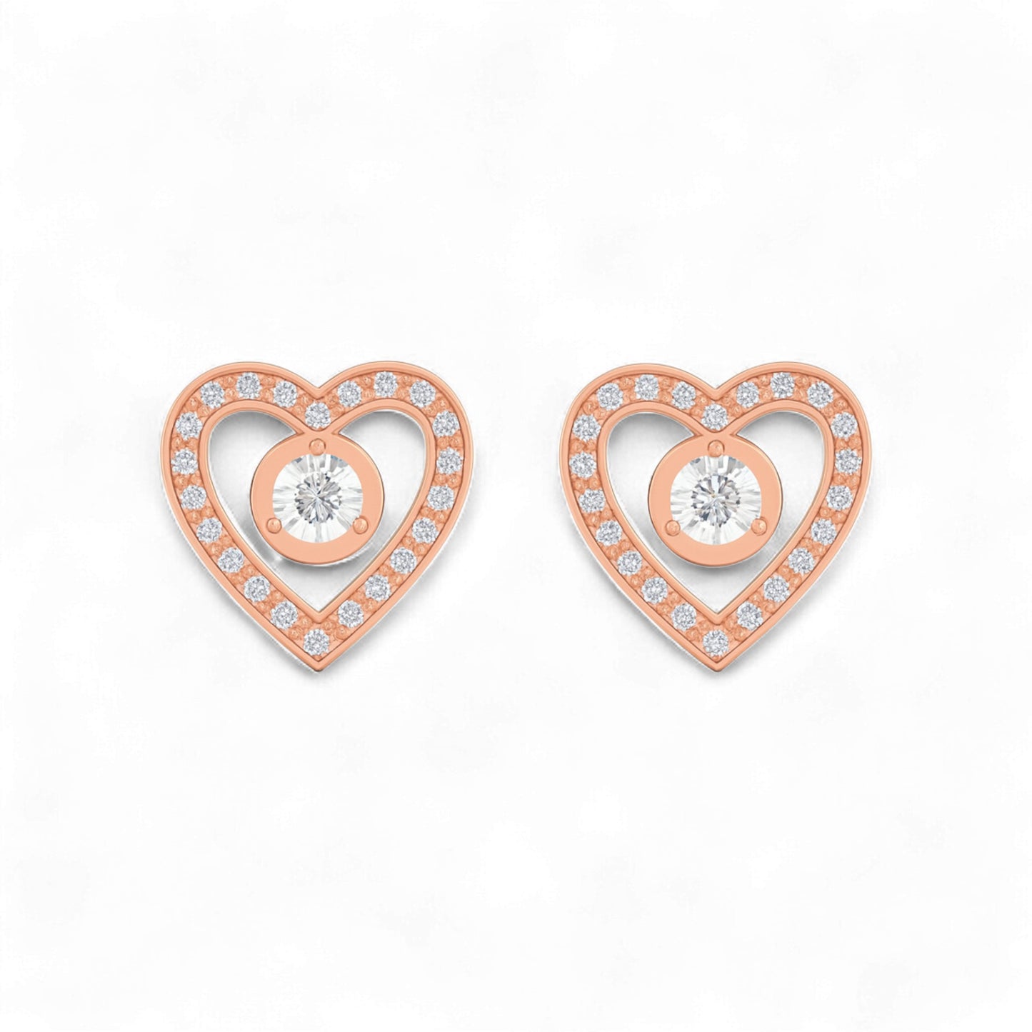 Eternal Heart Studs in 18K Gold