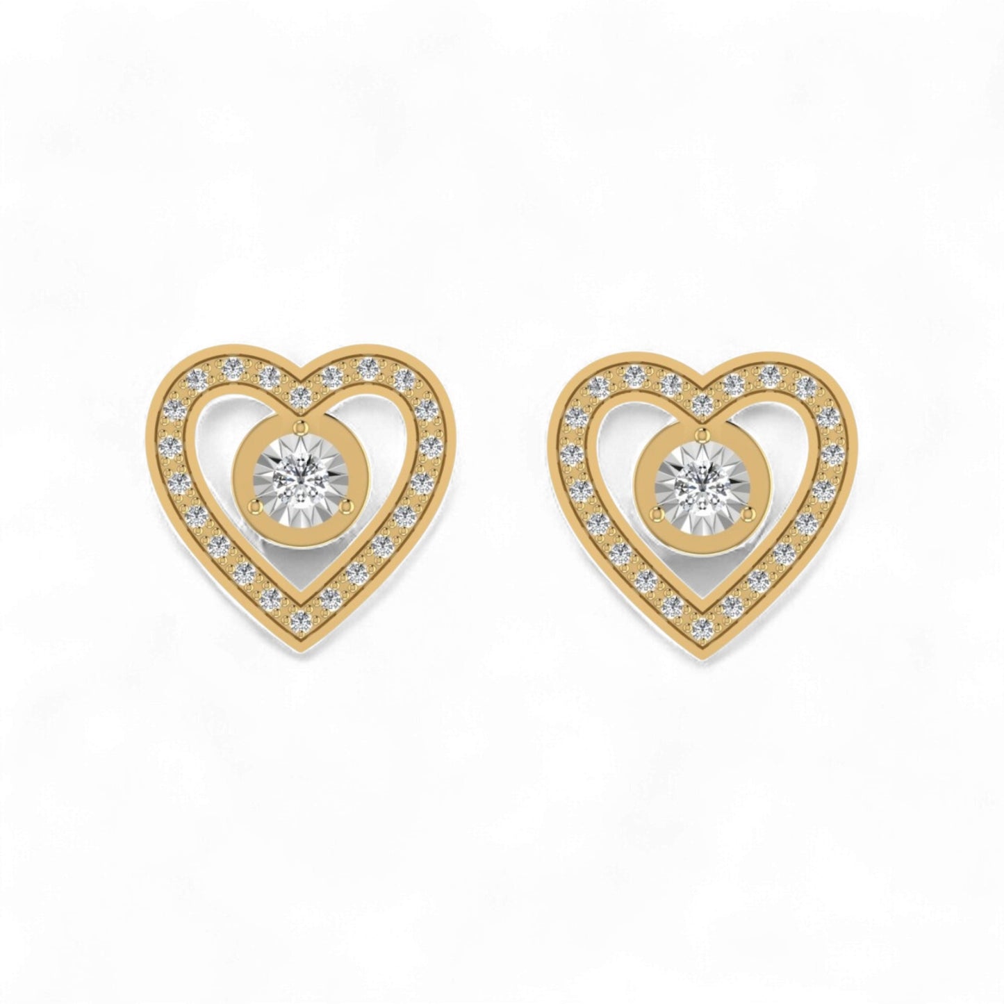 Eternal Heart Studs in 18K Gold