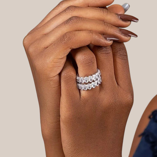 Eternity Oval Cut CZ Band in 925 Sterling Silver