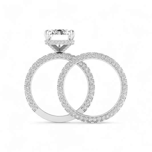Amina Radiant Cut Lab Grown Diamonds Bride Set in Platinum
