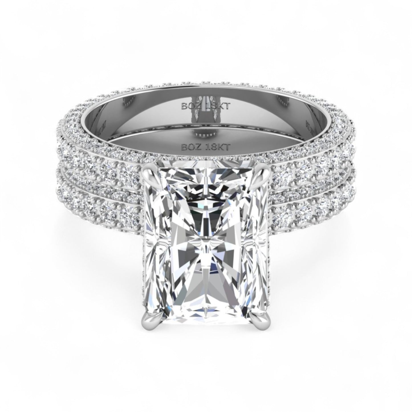 Amina Radiant Cut Lab Grown Diamond Bride Set in 18K Gold